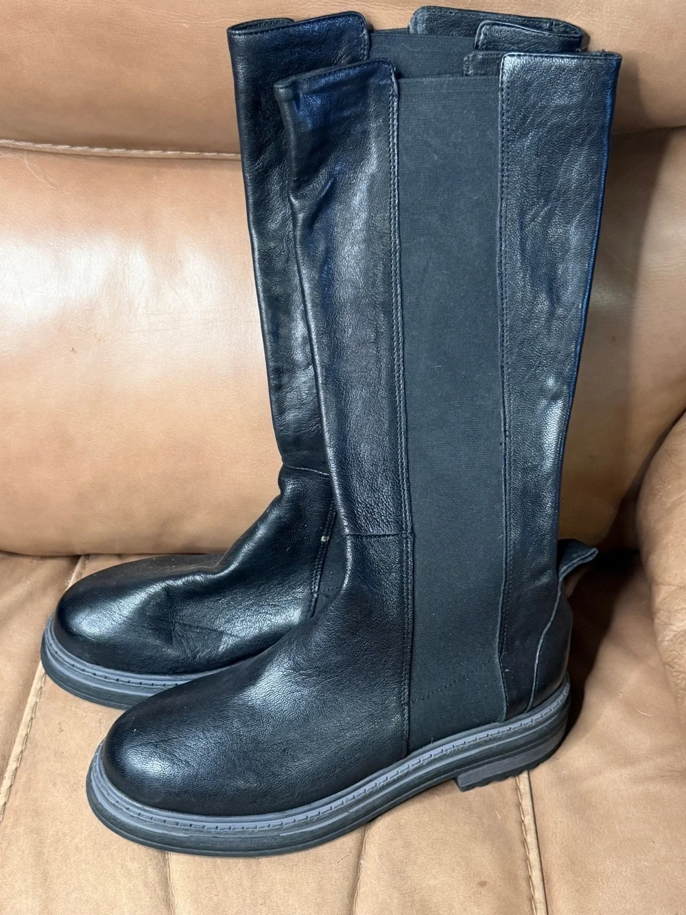 Emanuele Crasto Black Leather Boots nwt
